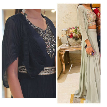 Picture of Combo - Blue Frock and Green Skirt with blouse & Jacket