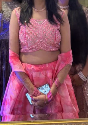 Picture of Baby pink Organza lehenga