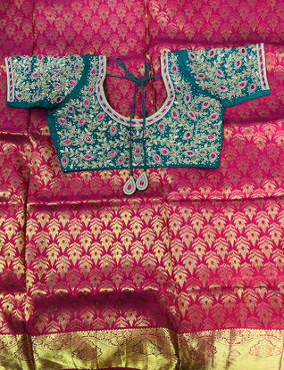 Picture of Pattu Saree with maggam work Blouse