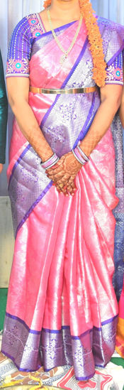 Picture of Semi pattu saree with computer work blouse