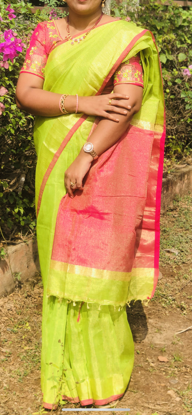 Picture of Linen saree with embroidery blouse
