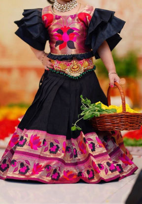 Picture of Black Paithani Style Lehenga For 2-4Y