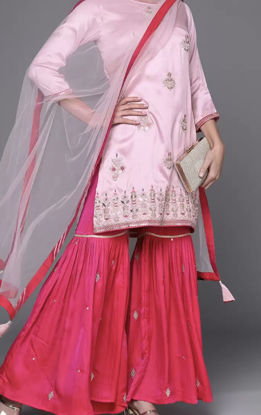 Picture of Beautiful Pink Sharara Kurta Set with Dupatta-XXL