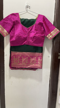 Picture of Green saree with meenakari border pink blouse
