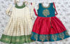 Picture of Combo of Cream/Green & Red/Green Silk frocks 2-3Y