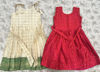 Picture of Combo of Cream/Green & Red/Green Silk frocks 2-3Y