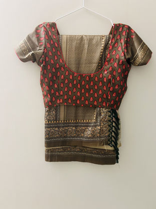 Picture of Mehendi green Kalamkari tussar silk saree