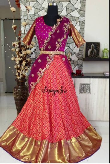 Picture of Banaras silk Half saree with belt