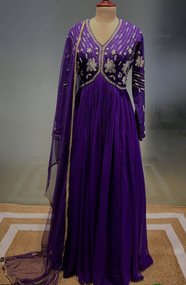 Picture of Long Frock with intricate silver embroidery