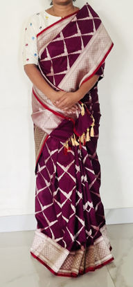 Picture of Wine colour pure Banarasi saree