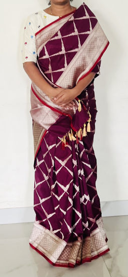 Picture of Wine colour pure Banarasi saree