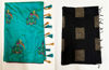 Picture of Combo of Black Silk cotton saree with unstitched blouse & Rama blue colour satin tussar saree without blouse