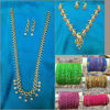 Picture of Combo of AD stone necklace, haram and Silk Thread and kundan stone Bangles - Size 2.6