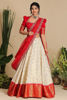 Picture of Bullion knot brand Half white with red half saree