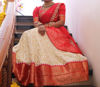 Picture of Bullion knot brand Half white with red half saree