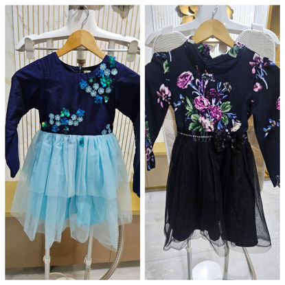 Picture of Combo of Blue Little fab party frock and Black frock For 6-8Y