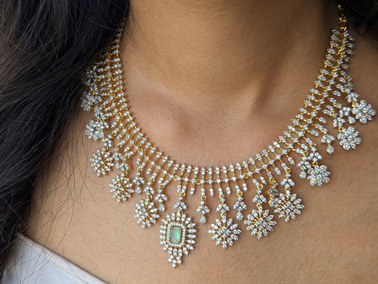 Picture of Bridal Stone cut Necklace with Earrings