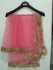 Picture of Peach and pink 2 layered hand work net long Frock