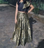 Picture of Black and gold beautiful banaras lehanga and raw silk crop top for 10-12Y