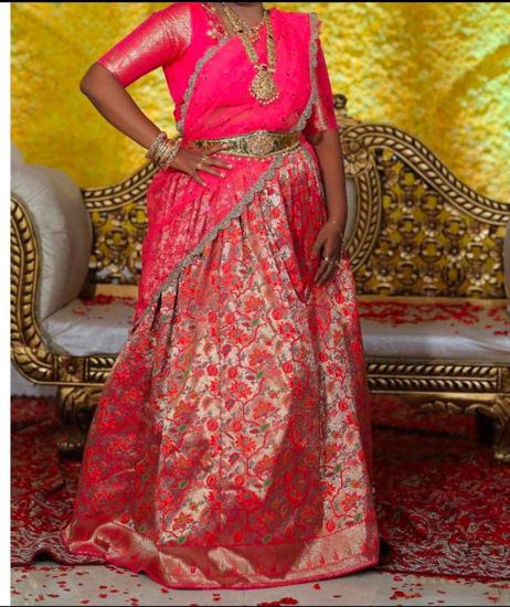 Picture of Pure rani pink paithani pattu croptop lehenga