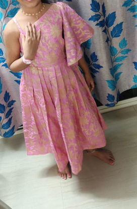 Picture of Baby pink Banarasi Frock For 4-6Y