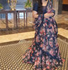 Picture of Organza Floral Navy Blue Lehenga