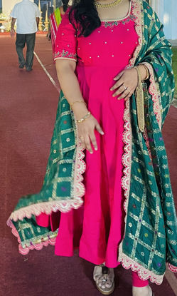 Picture of Pink Anarkali with green dupatta