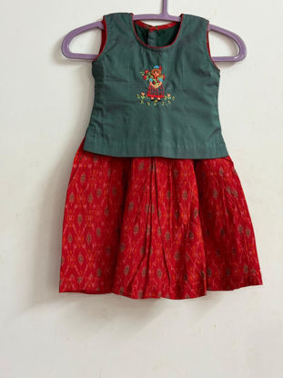 Picture of Cute Ikkat Style Lehenga and blouse with embroidery For 2-4Y
