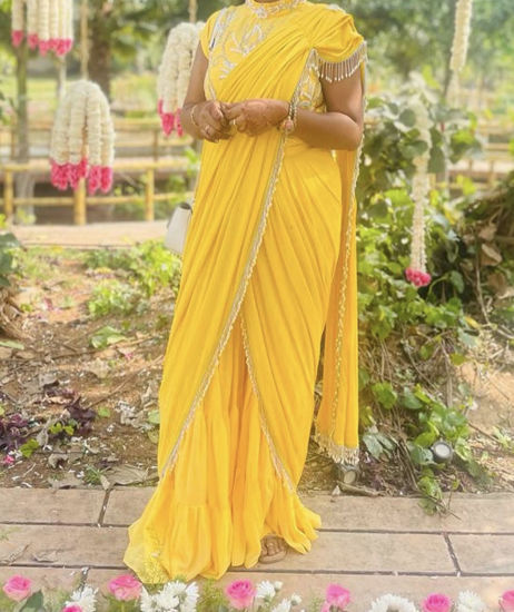 Picture of Stylish one min dress with sharara pant
