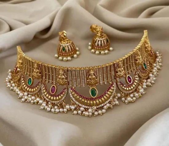 Picture of Lakshmi gutta pusala choker with jhumkis