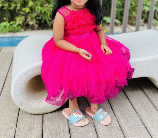 Picture of Pink rose netted Frock For 2-4Y
