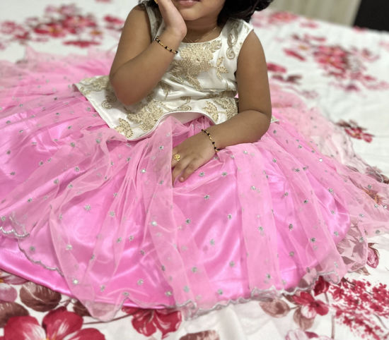 Picture of Half white and baby pink Frock For 2-4Y