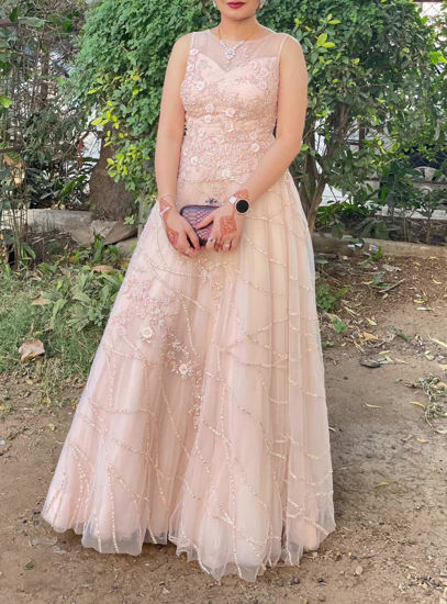 Picture of Blush peach Embellished net gown
