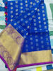 Picture of Royal blue with contrast gold zari border ( only saree )