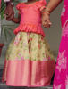 Picture of Organza yellow and orange peach shade lehanga For 2-4Y