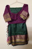 Picture of Pure Kanchipuram Silk Saree Green and Magenta Pink with Zari woven buttas and Zari woven Border