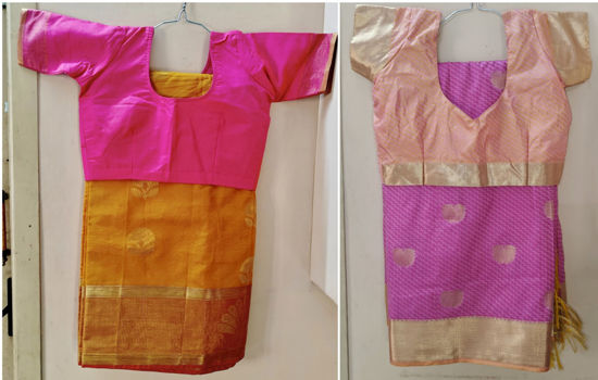 Picture of Combo of Never worn Silk cotton and semi kanchi lotus saree with blouse
