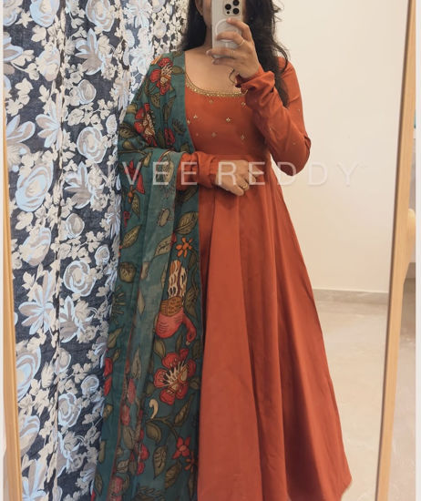 Picture of Rust orange kalamkari Anarkali
