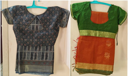 Picture of Combo of Silk cotton and linen saree with blouse