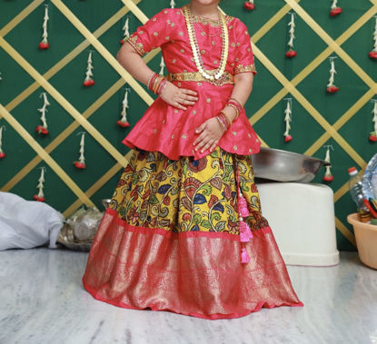 Picture of Kalamkari Lehenga & Peplum Blouse For 4-5Y