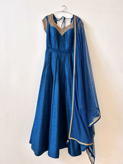 Picture of Royal blue and gold Anarkali
