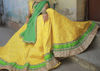 Picture of Bright Yellow and Green Brocade Lehenga