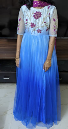 Picture of Netted long frock with applique work