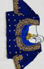 Picture of Royal blue & peach raw silk half saree with maggam work blouse