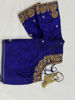 Picture of Royal blue & peach raw silk half saree with maggam work blouse
