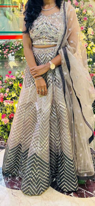 Picture of Green and silver designer lehenga