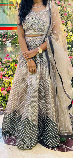Picture of Green and silver designer lehenga