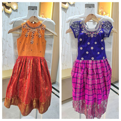 Picture of Silk lehenga and silk gown combo For 4-6Y