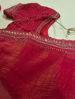 Picture of Brick Red Tissue Georgette Saree with heavy bead work all over
