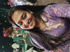 Picture of Lavender Kota floral saree with stiched blouse